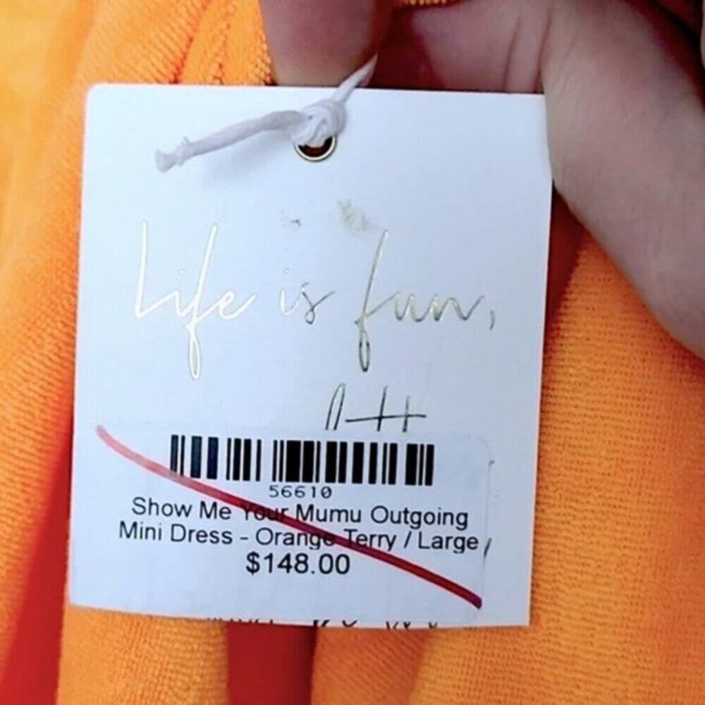 Show Me Your Mumu Women's Size L Orange Terry Cloth Soft Mini Dress Summer Ready - Picture 7 of 9